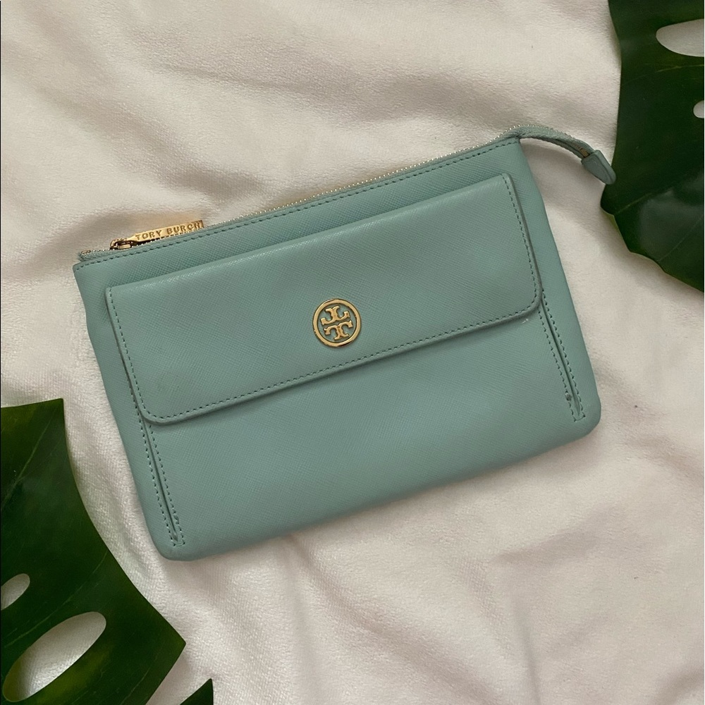 Tory Burch Saffiano Leather Clutch w/ Card Slots